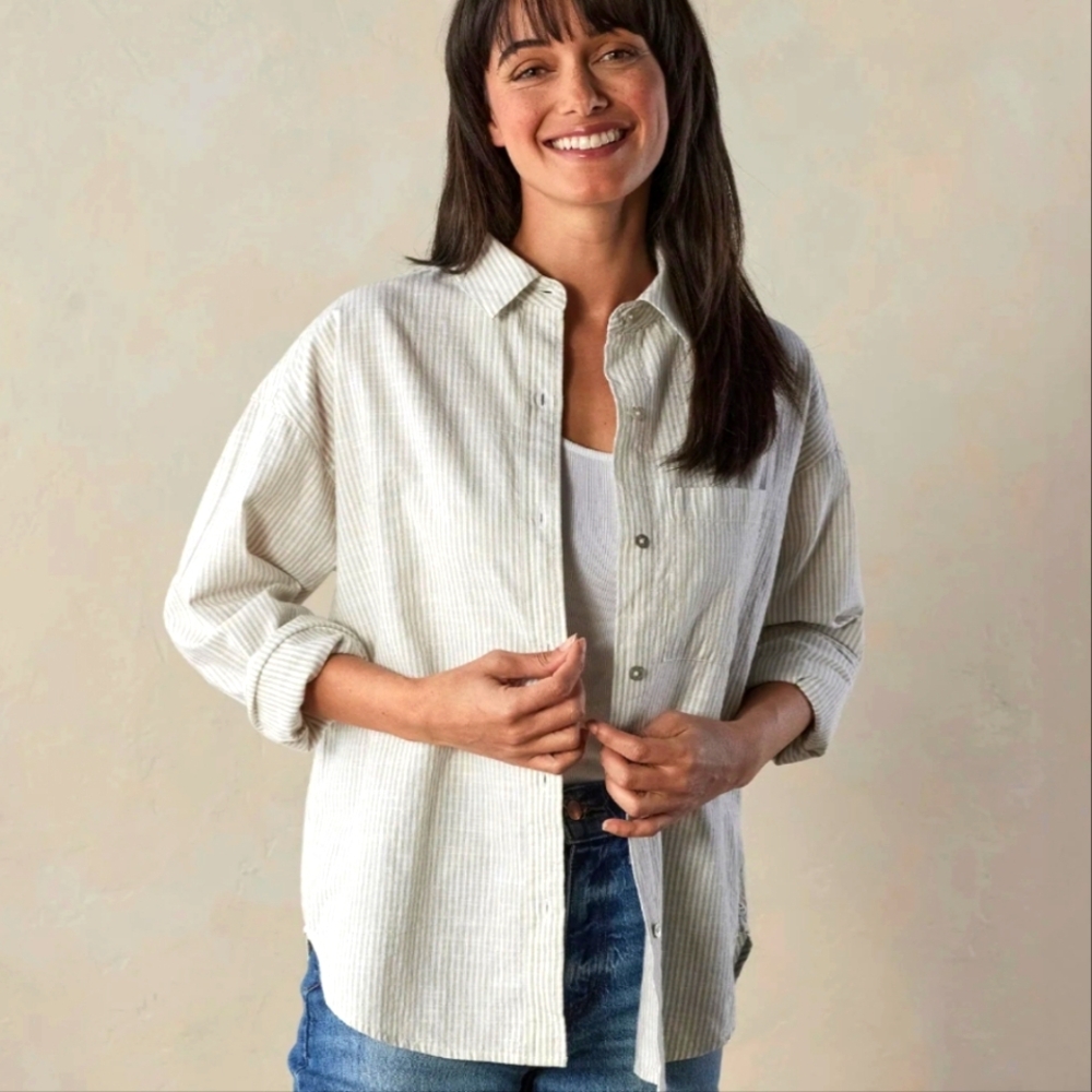 NWOT The Normal Brand Lived In Cotton Striped Overshirt